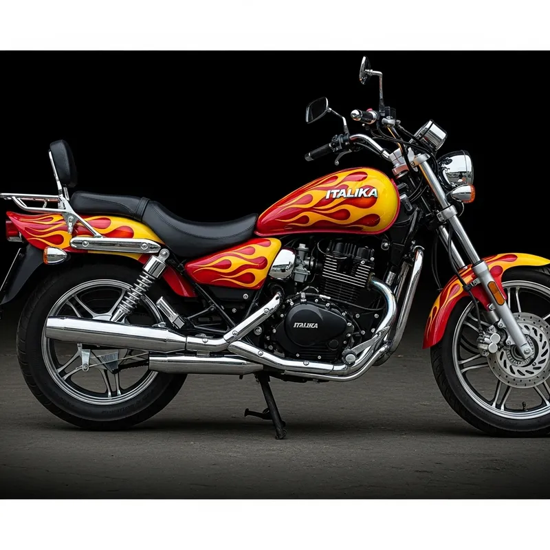 Flaming Italika 125 Motorcycle with Flames