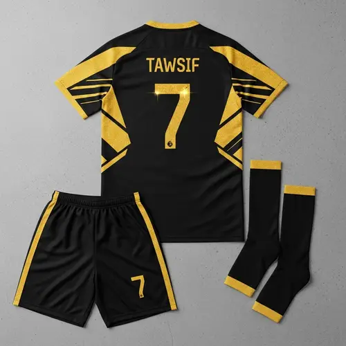 Black and Gold Soccer Uniform Design for Tawsif