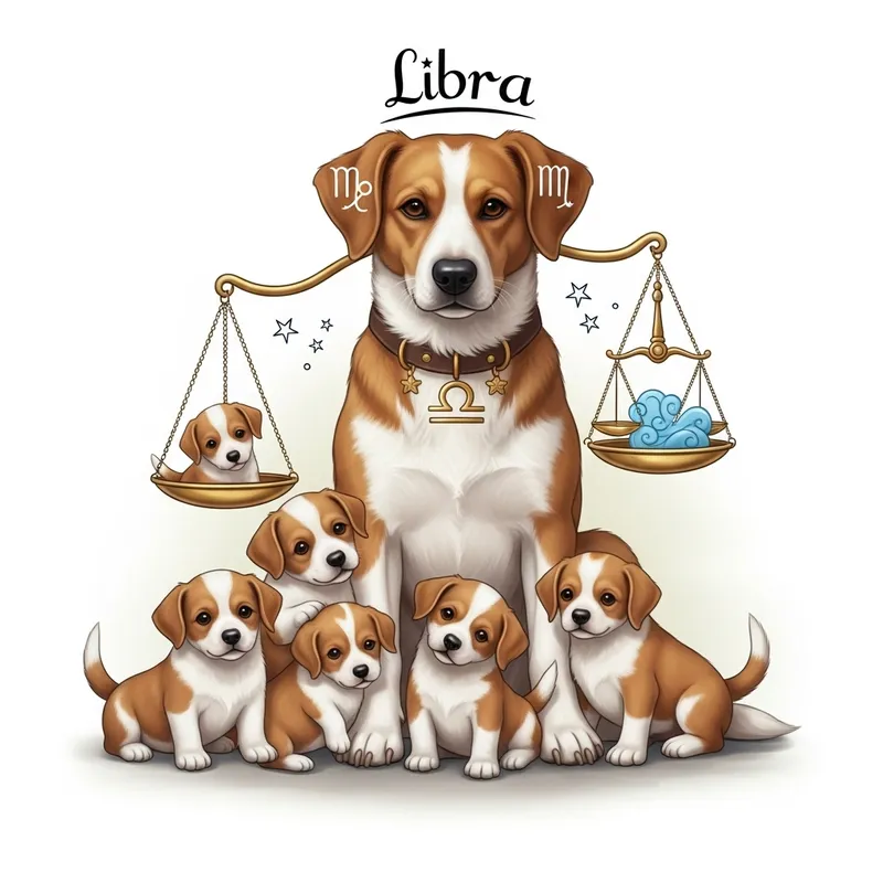 Libra Female Dog with Her Puppies: Harmonious Maternal Scene