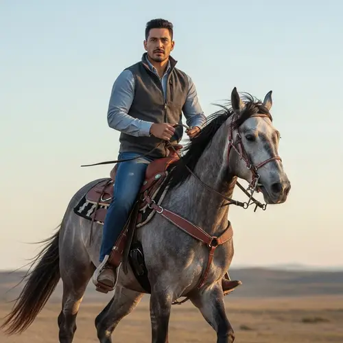 Hispanic Man Riding a Majestic Horse