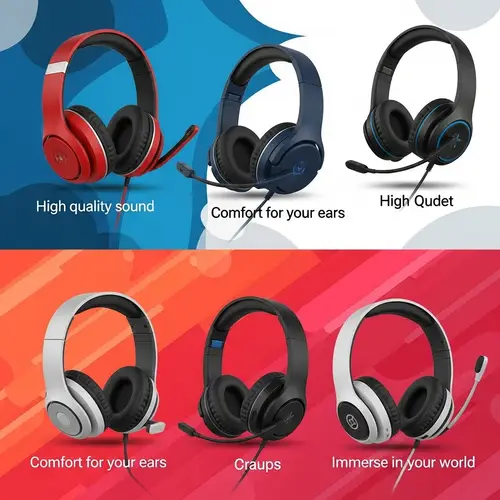 Vibrant Headsets in Red, Blue, Black & White | High-Quality Sound