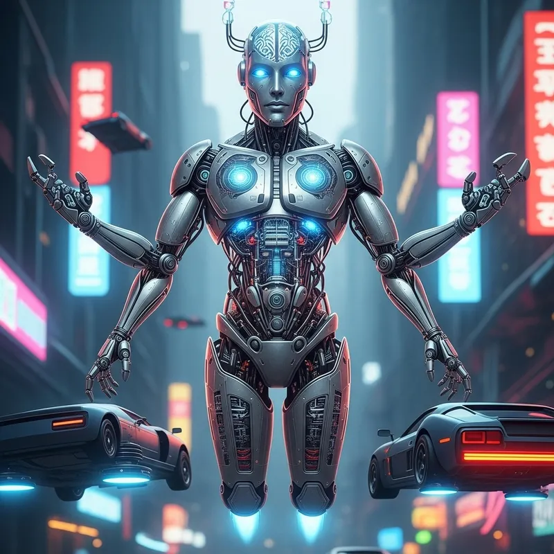 Robolev Artwork | Futuristic Metallic Silver Robot