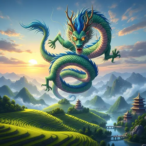 Majestic Chinese Dragon Soaring in Mystical Skies