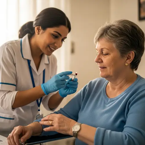 Compassionate Middle-Eastern Care Worker Assisting Disabled Woman | Healthcare-Focused