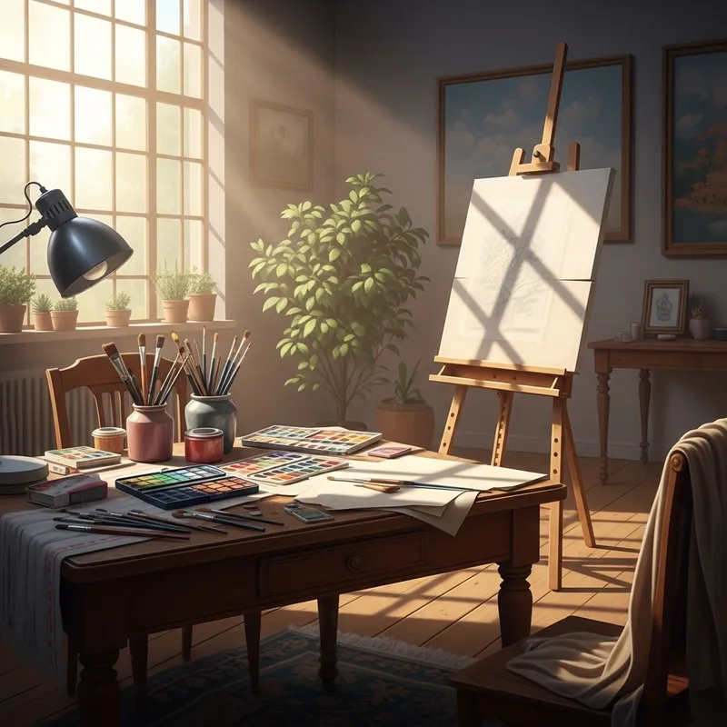 Blissful Creative Moments | Art Supplies on Antique Table Blissful Creative Moments | Art Supplies on Antique Table