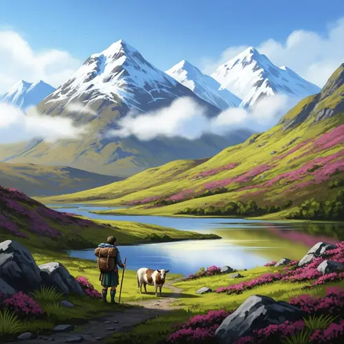 Captivating Wilderness of Highland Regions - Majestic Mountains, Rolling Hills, and Tranquil Loch
