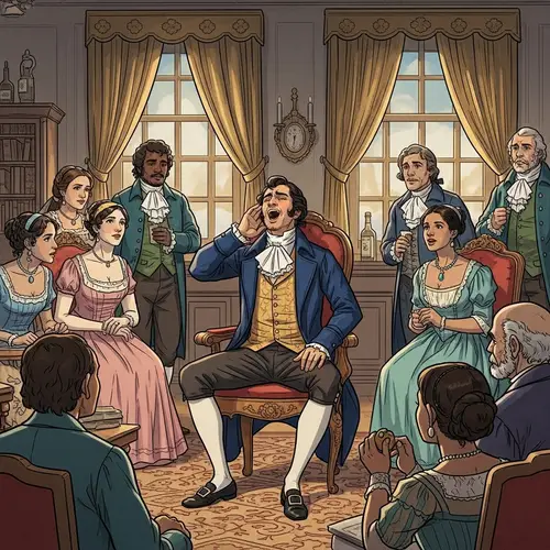 Historical Melodic Scene in Ornately Furnished Vintage Room