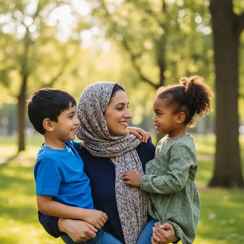 Happy Middle-Eastern Family Enjoying Summer Day in the Park