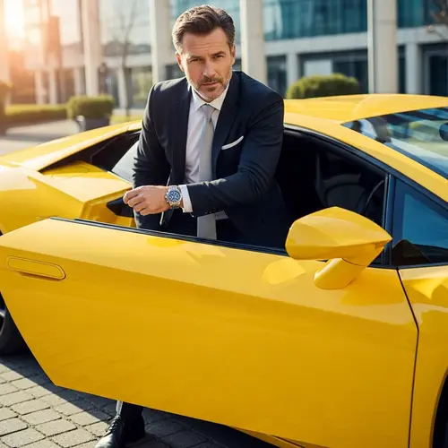Middle-Aged Man Luxury Sports Car | Affluent Style