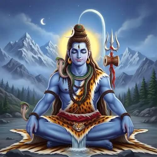 Lord Shiva: Realistic Illustration with Beautiful Blue Skin and Snakes