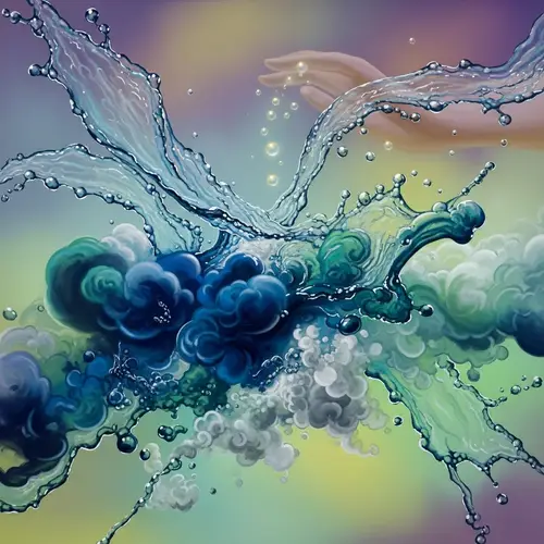 Ephemeral Water: Vibrant Abstract Digital Painting