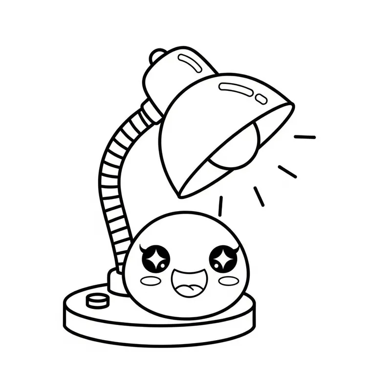 Cute Line-Art Lamp for Kids to Color