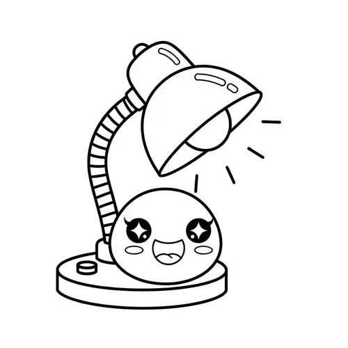 Cute Line-Art Lamp for Kids to Color