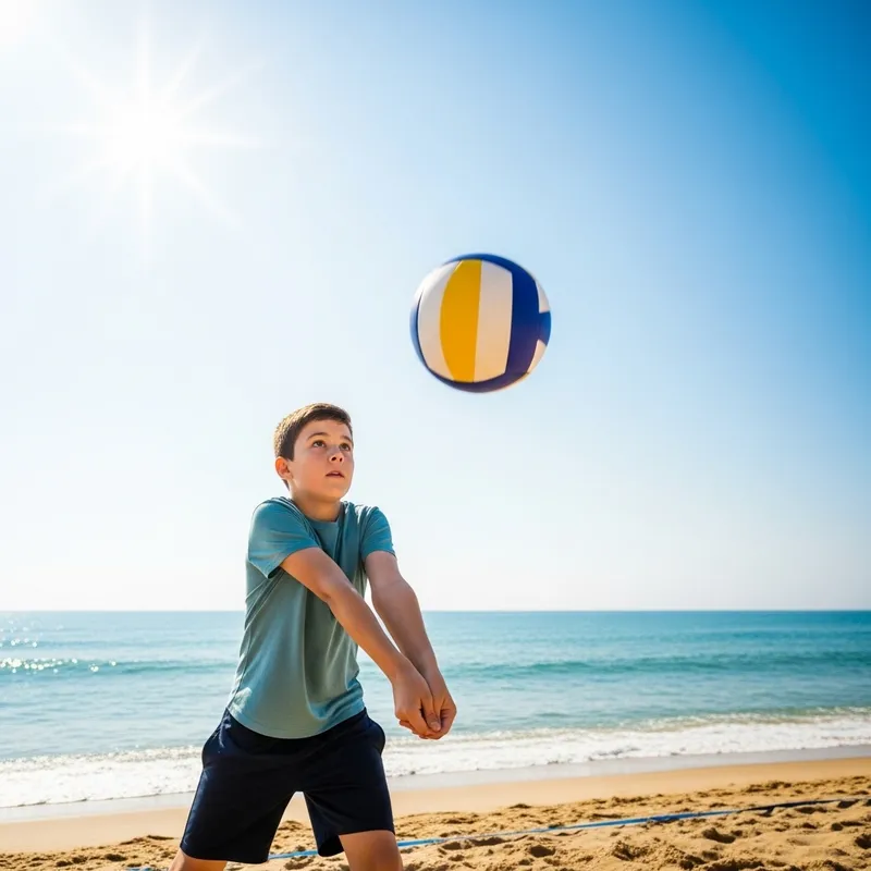 Boy Playing Volleyball with Intensity | Dynamic Volleyball Action