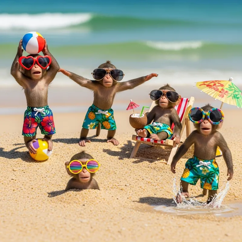 Cute Baby Monkeys in Bikinis and Stylish Sunglasses