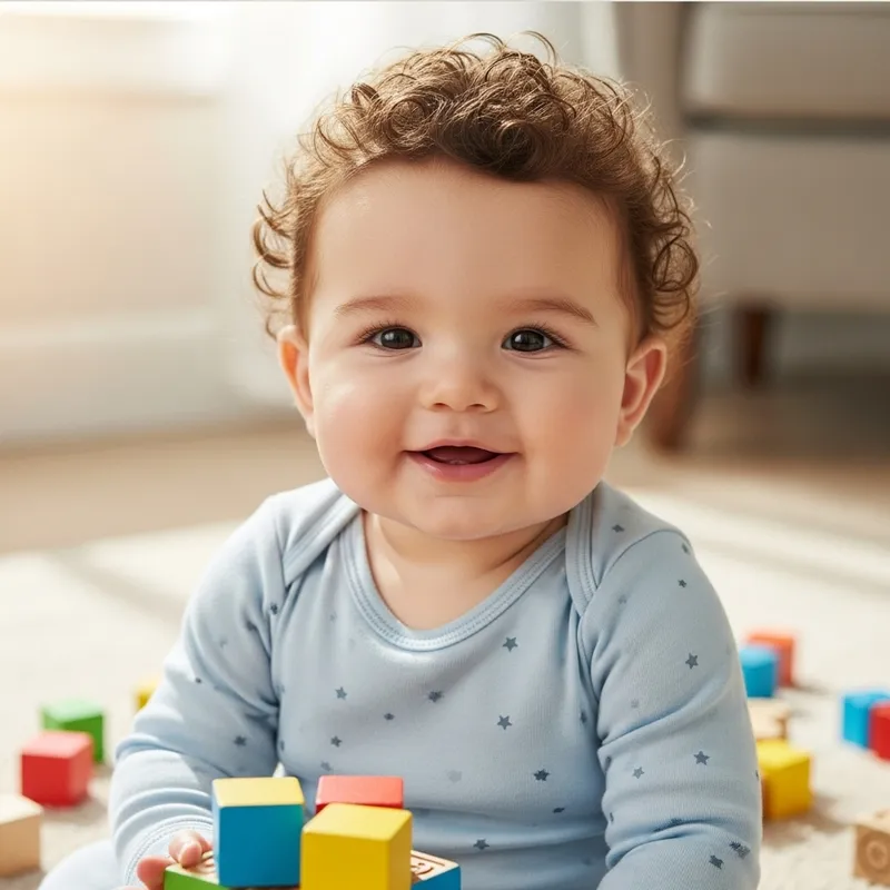 Cute Baby Boy with Auburn Hair