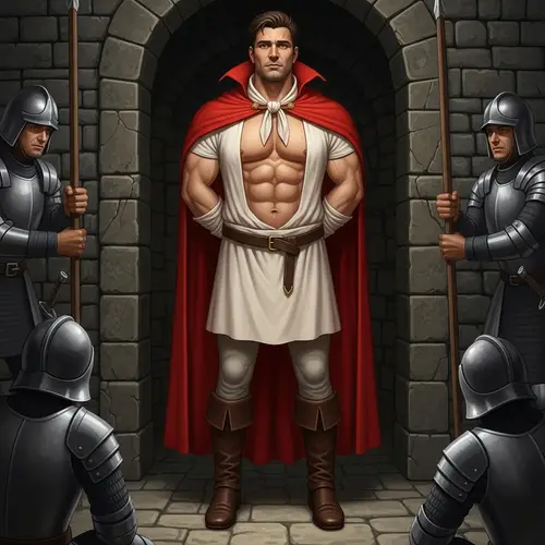 Captivating Image of Vulnerable yet Strong Prince in Dungeon