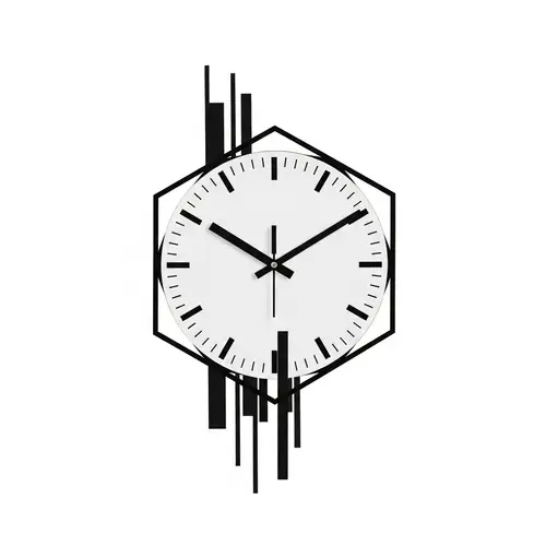 Angular Loft Clock Design | Black & White Minimalist Timepiece