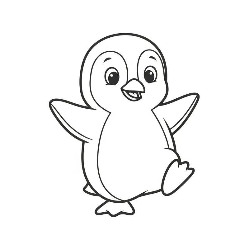 Classic Playful Penguin Coloring Page for Kids