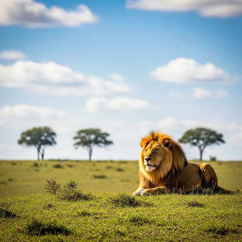 Majestic Lion in Nature | Natural Landscape View