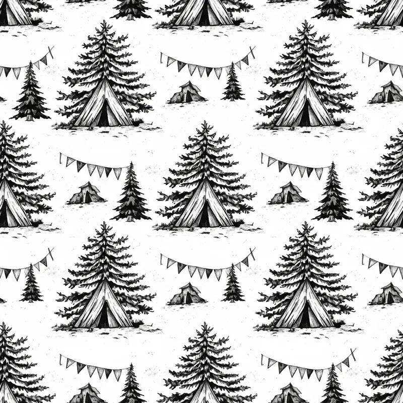 Nostalgic Fir & Tree Pattern with Vintage Adventure Essence