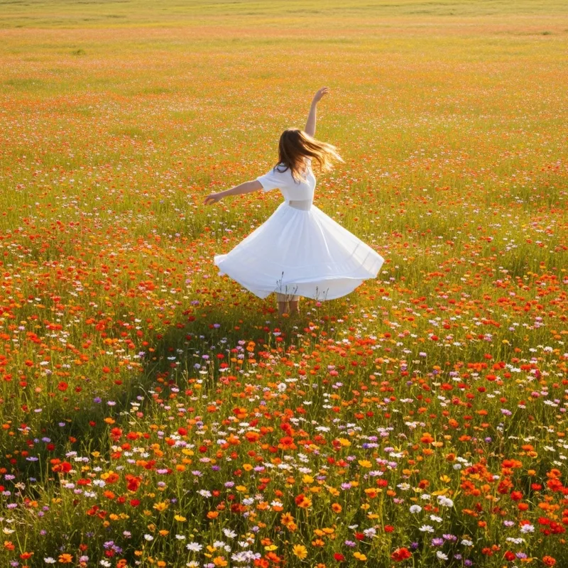 Enchanting Dancer Amidst Vibrant Wildflowers - A Tribute to Van Gogh Enchanting Dancer Amidst Vibrant Wildflowers - A Tribute to Van Gogh