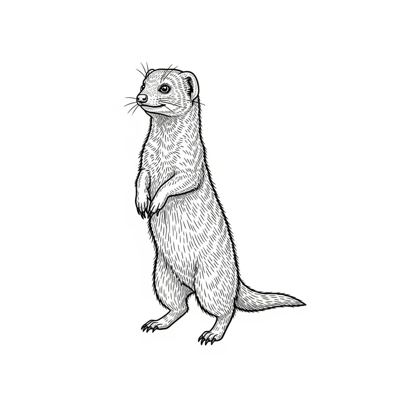 Elegant Mongoose Sketch in Black and White