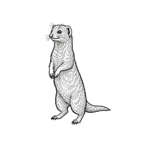 Elegant Mongoose Sketch in Black and White