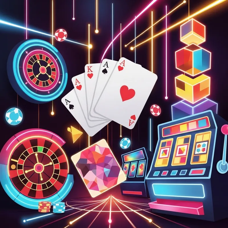 Abstract Casino Art: Neon Colors & Geometrical Forms