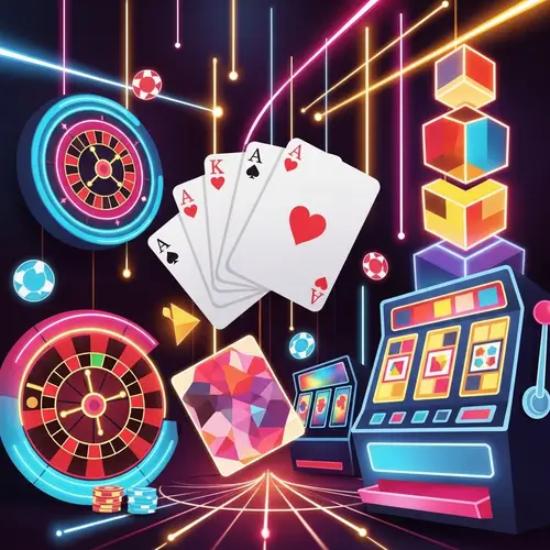 Abstract Casino Art: Neon Colors & Geometrical Forms