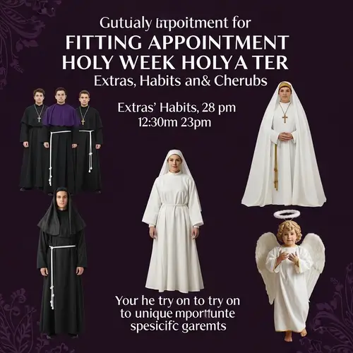 Holy Week Attire Fitting Appointment: Costumes, Habits & Angelitos