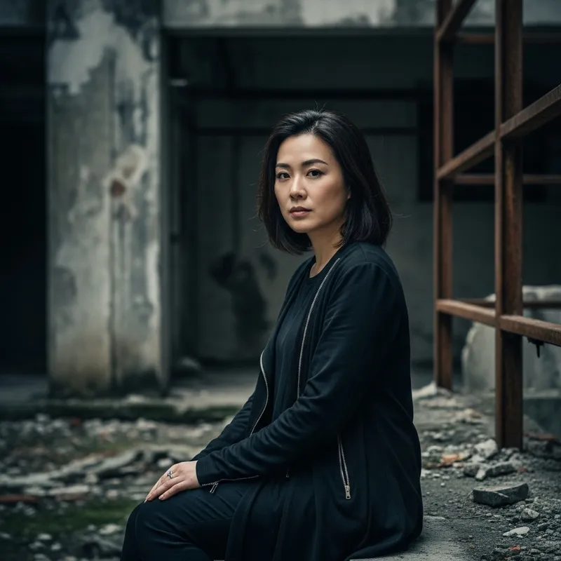 Dark and Gritty: Abandoned Asian Woman in Solitude Dark and Gritty: Abandoned Asian Woman in Solitude