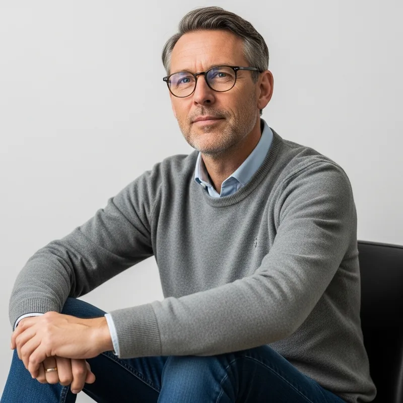 Calm Middle-Aged Man with Glasses