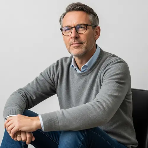 Middle-Aged Man with Wisdom and Calm Expression