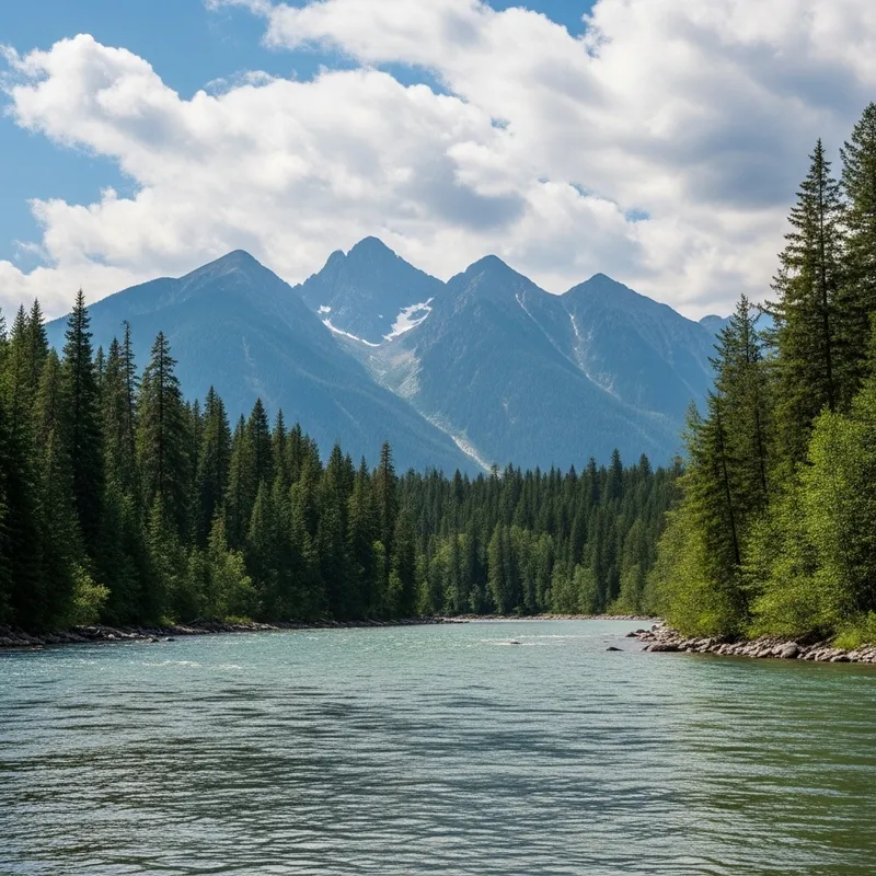Mountain River in Forest | Serene Nature Landscape