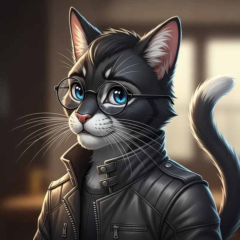 Furry Cat Boy with Bright Blue Eyes | Stylish Jacket & Glasses