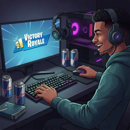 Victory Royale: Young Multiethnic Man Wins Fortnite Competition