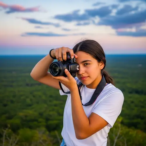 Girl Capturing Stunning Landscape Photos