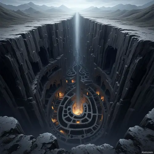 Eerie Deep Abyss: Mysterious Natural Trench in Desolate Landscape