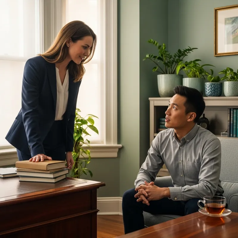 Empowering Discussion: Tall Woman Engages Short Man Respectfully