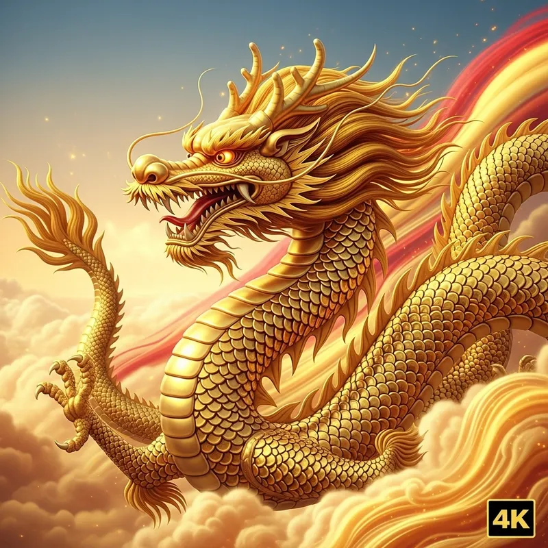 Hyperrealistic 4K Golden Dragon Illustration | Chinese New Year Visualized