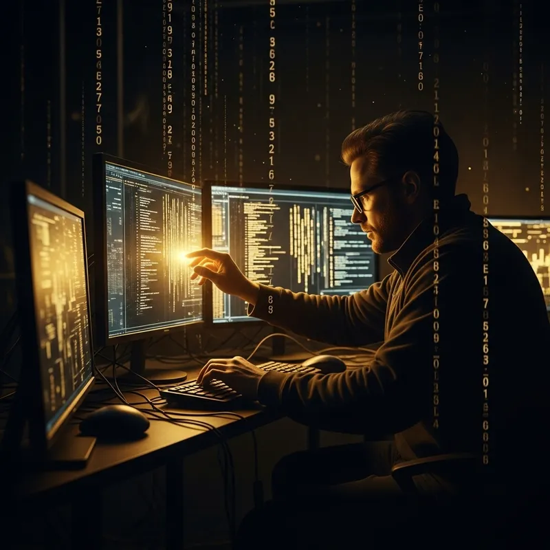 Cinematic Dark and Gold Hacker Hacking Scene Cinematic Dark and Gold Hacker Hacking Scene