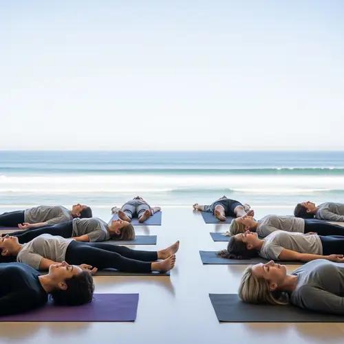 Tranquil Savasana Yoga by the Ocean
