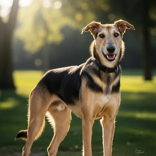 Lean Thor Dog with Rough Yellow and Black Fur