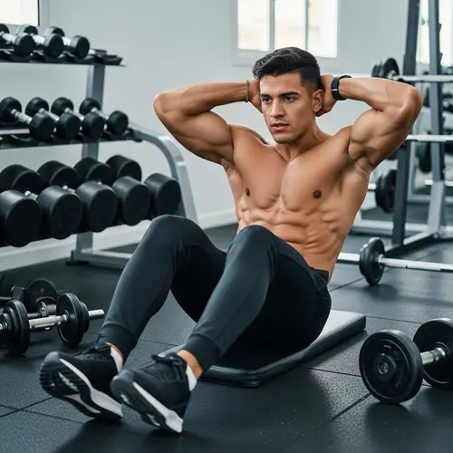 Hispanic Male 20s with Defined Abs in Gym | Fitness Scene