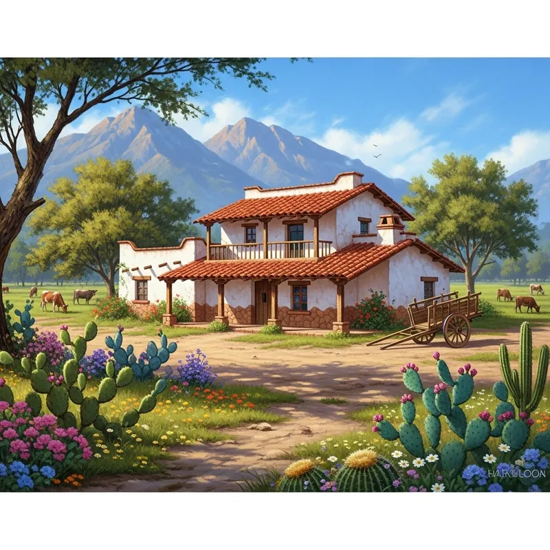 Scenic Mexican Country House Surrounded by Nature