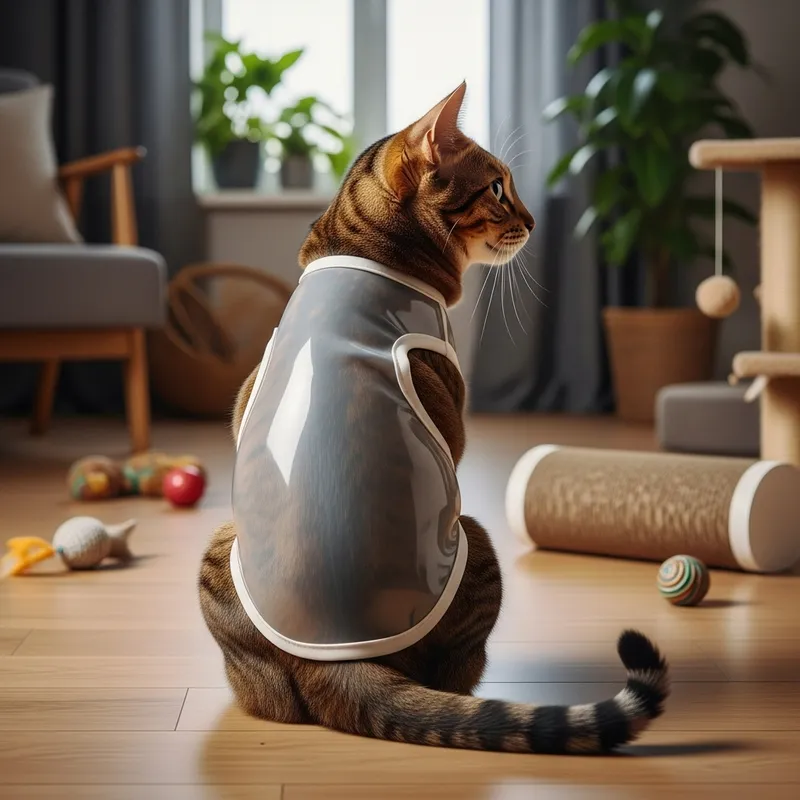 Cat Singlet in Shimmering Rubber: Unique Image of a Contented Cat