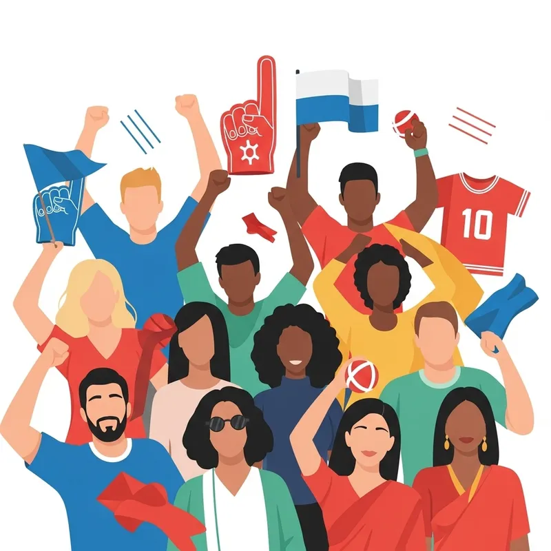 Passionate Sports Fans Cheering | Diverse Minimalist Representation