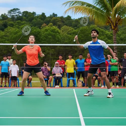Vibrant Outdoor Badminton Match in Malaysia