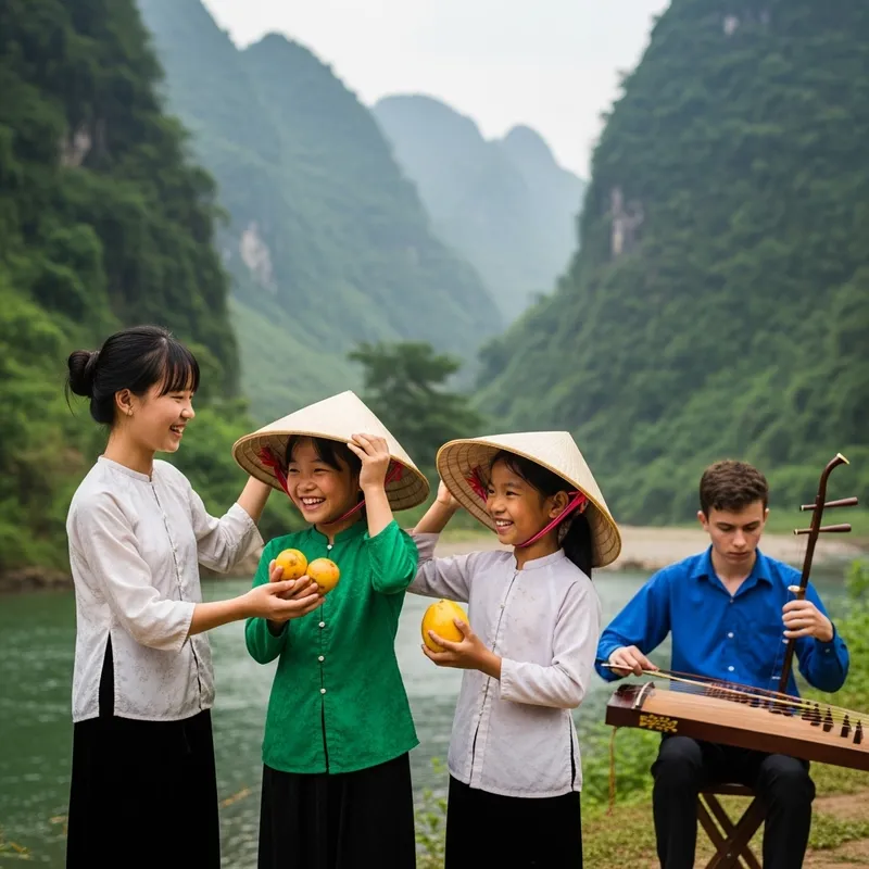 Spectacular Vietnam Landscape with Local Girls